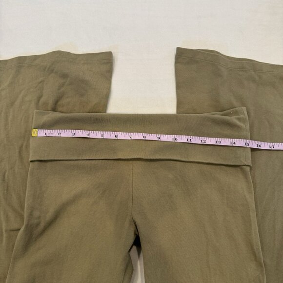 3/$30 π¦ Y2K VS PINK Olive Green Size Medium Foldover Yoga Pants Flare Leggings - Picture 4 of 7